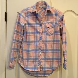 DELIA’S Women’s Pink Blue Flannel Shirt Size XS